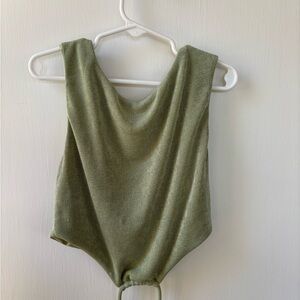 Princess Polly Green Drape Tie Front Crop Top